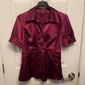Danier Blouse, Burgundy/ Red Wine coloured, Small